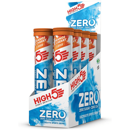 HIGH 5 ZERO SALTS TUBE Orange & Cherry Electrolyte Drink - 8 Pack Box