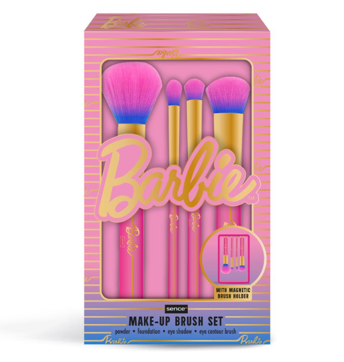 Barbie 4 Piece Makeup Brush Set With Magnetic Holder